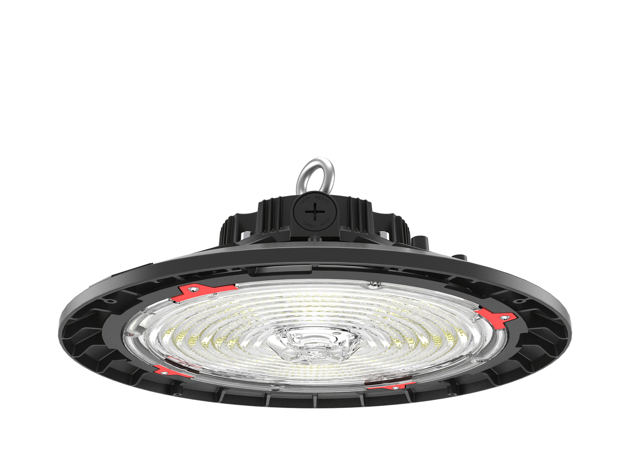 Product image for KEYSTE KT-RHLED200PS-12C-8CSB-VDIM/G2 LED ROUND HIGH BAY 100/150/200W ADJ LUMEN BLACK HSG 30/40/50K 120/277